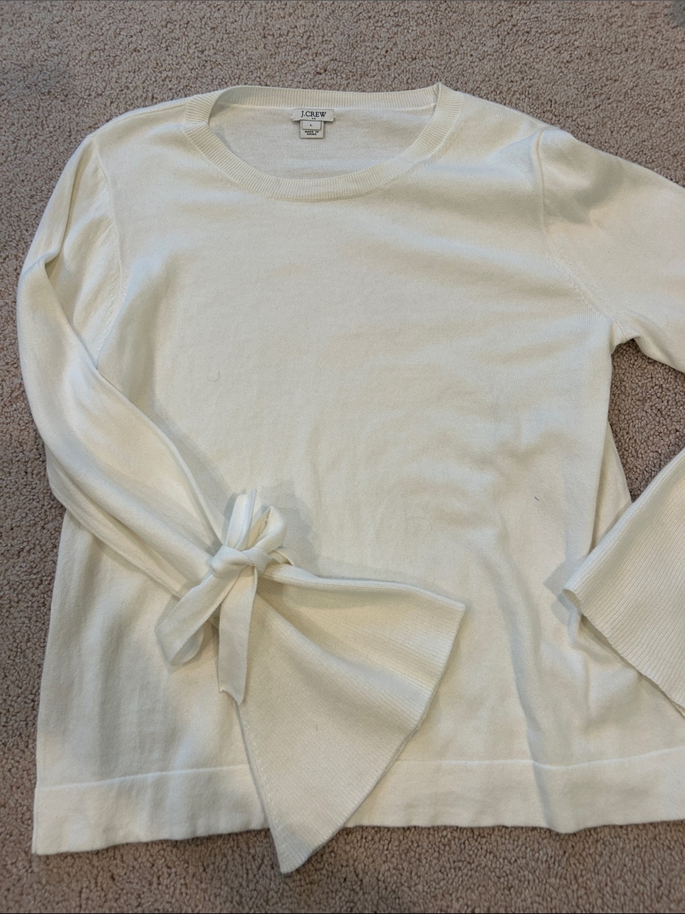 J. Crew off-white tie sleeve sweater NWOT